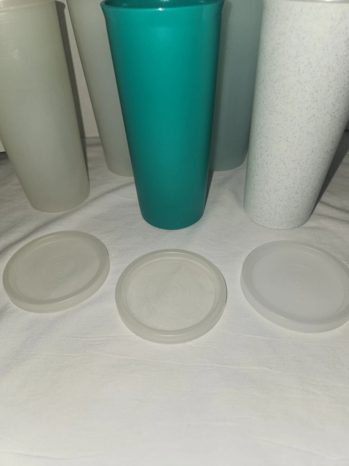 Set of 6 Vintage Tupperware Pastel Speckle Tumbler Cups Stacking 115 with 3 Lids | eBay