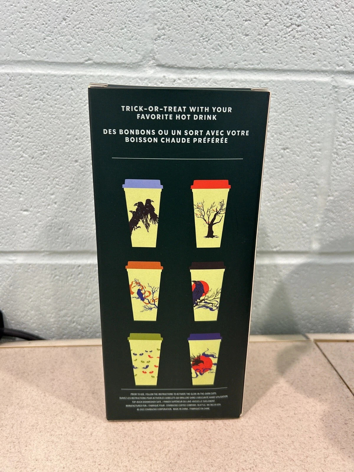 Starbucks Reusable Hot Cups Glow-in-the-Dark Halloween Set of 6 16oz with Lids | eBay