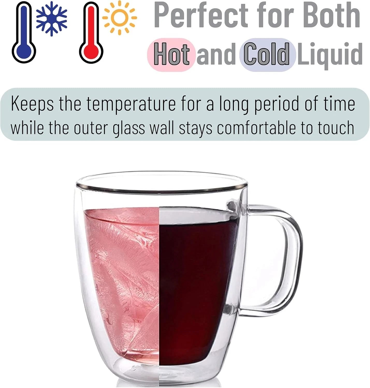 Ergonomic Double Wall Coffee Mugs - 12 oz Insulated Glass Set for Entertaining | eBay