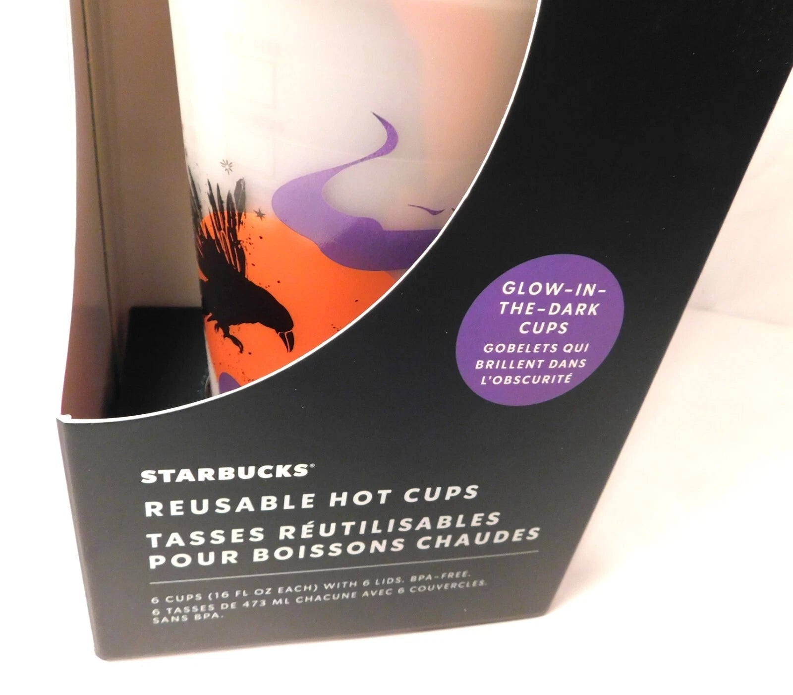 Starbucks Halloween 2022 Set Of 6 Reusable Glow In The Dark Hot Cups Limited NEW | eBay