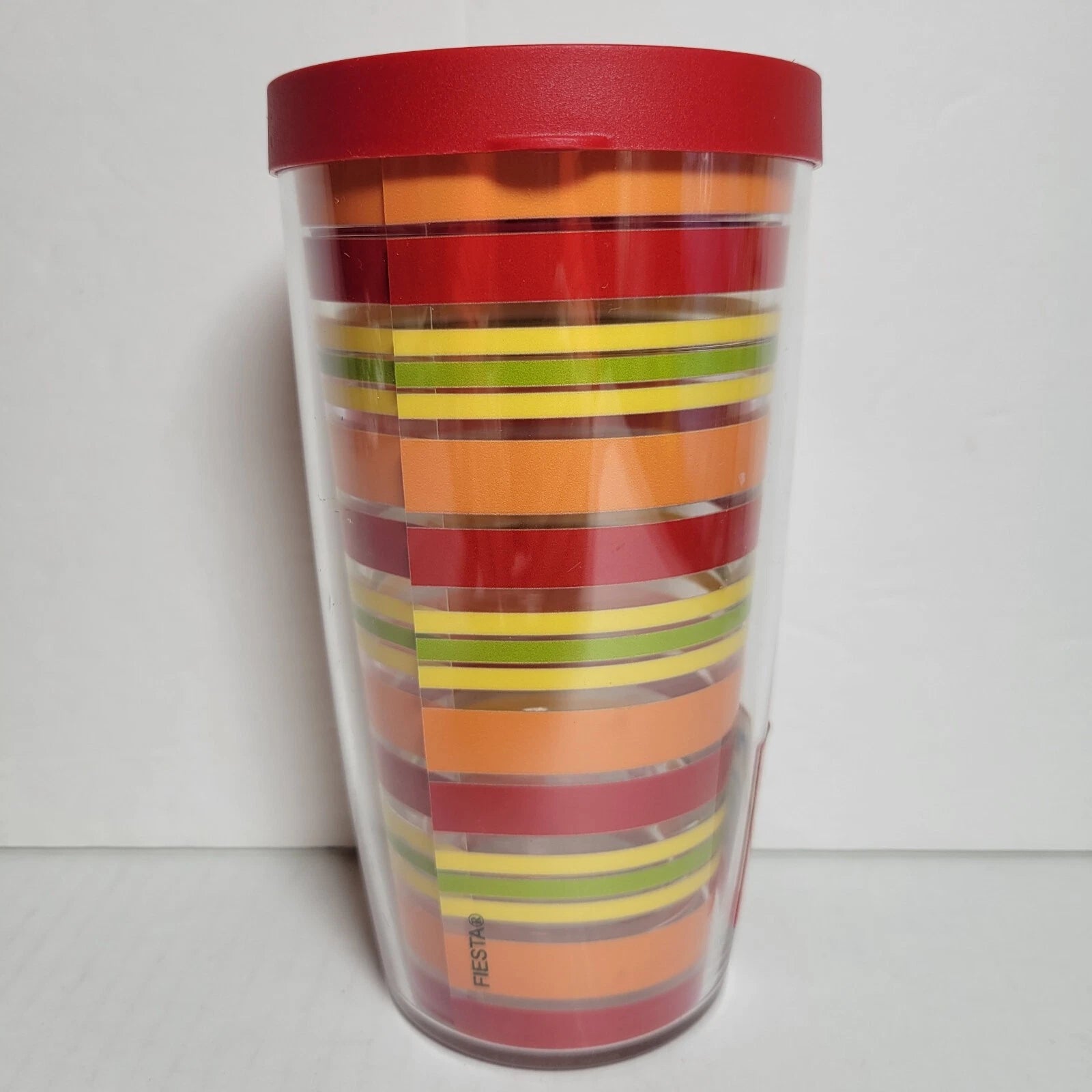 Fiesta Sunny Stripes Tervis 16oz Insulated Tumbler Travel Cup w Red Lid | eBay