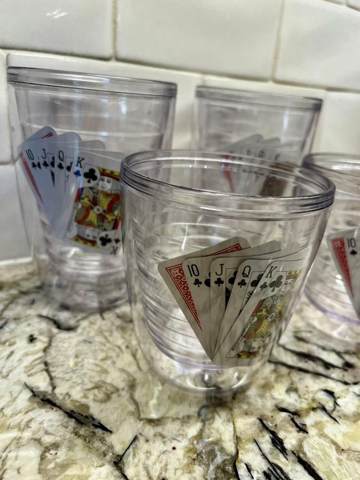 6 VTG NEW Insulated Clear Acrylic Bar Tumblers Interpur Poker Cards Hong Kong | eBay