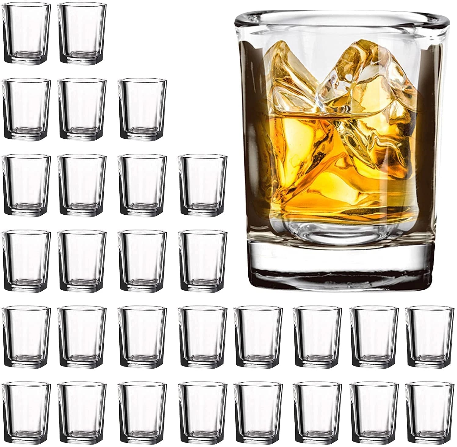 30 Pack Heavy Base Shot Glasses Bulk, 2.2 Oz Square Shot Glass Set, Clear Espres | eBay