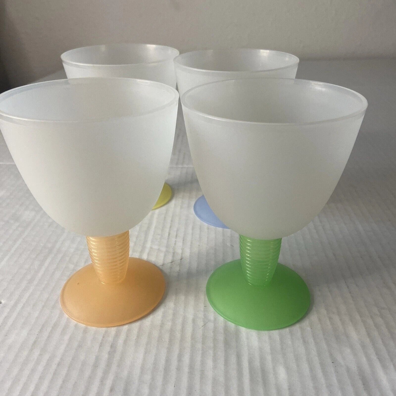 Tupperware 4 Pastel Impressions Large Wine Glasses Dessert Cups 4094B Vintage | eBay