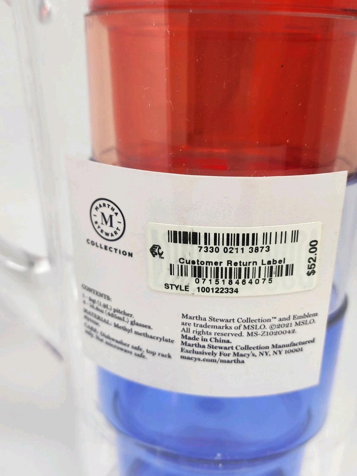 Martha Stewart Collection Acrylic Pitcher and 4 Glasses, 5-Pc. Set | eBay