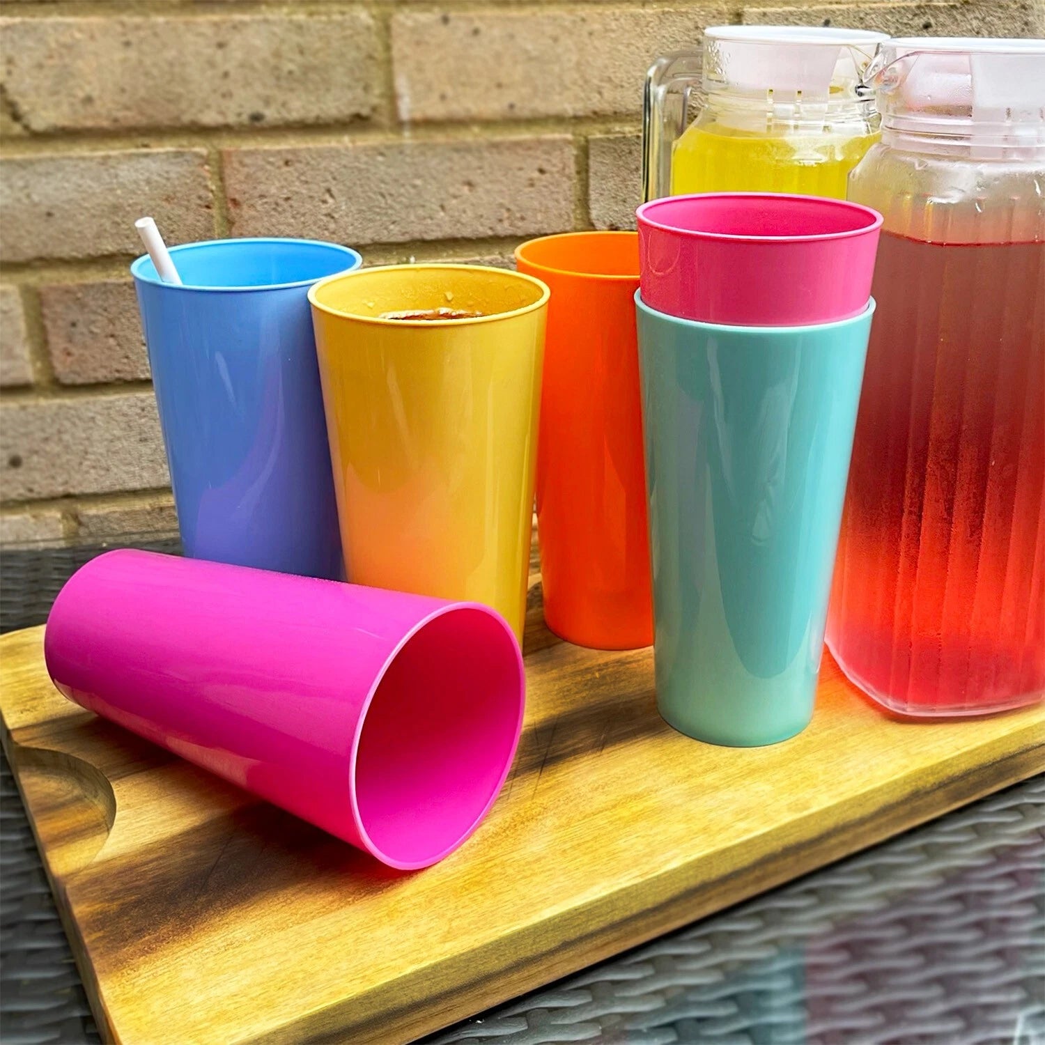 Pack of 6 Colour Pint Cups Reusable Plastic - 1 pint 568ml Dishwasher Safe | eBay
