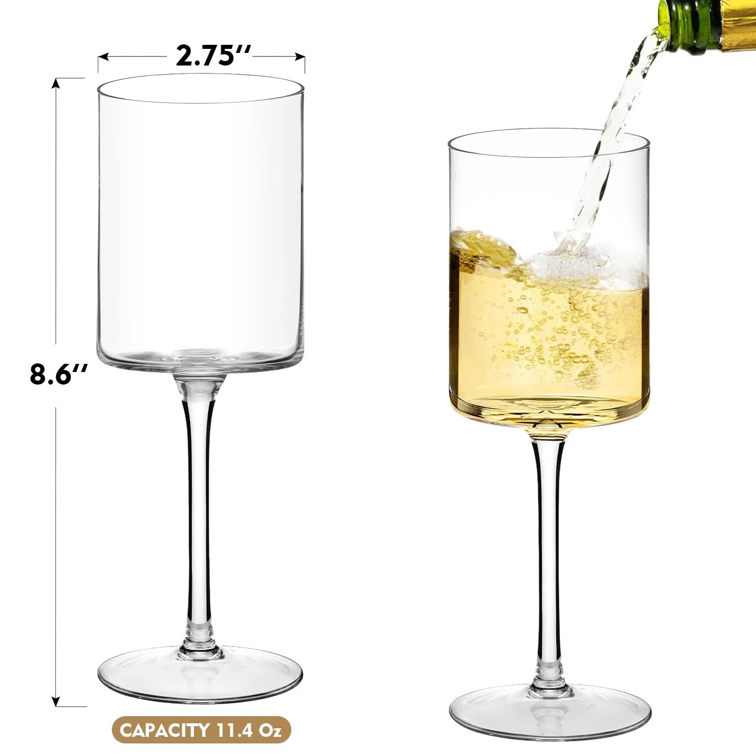 Square Wine Glasses Set of 6, Hand Blown Crystal Red Wine or White Wine Glass... | eBay