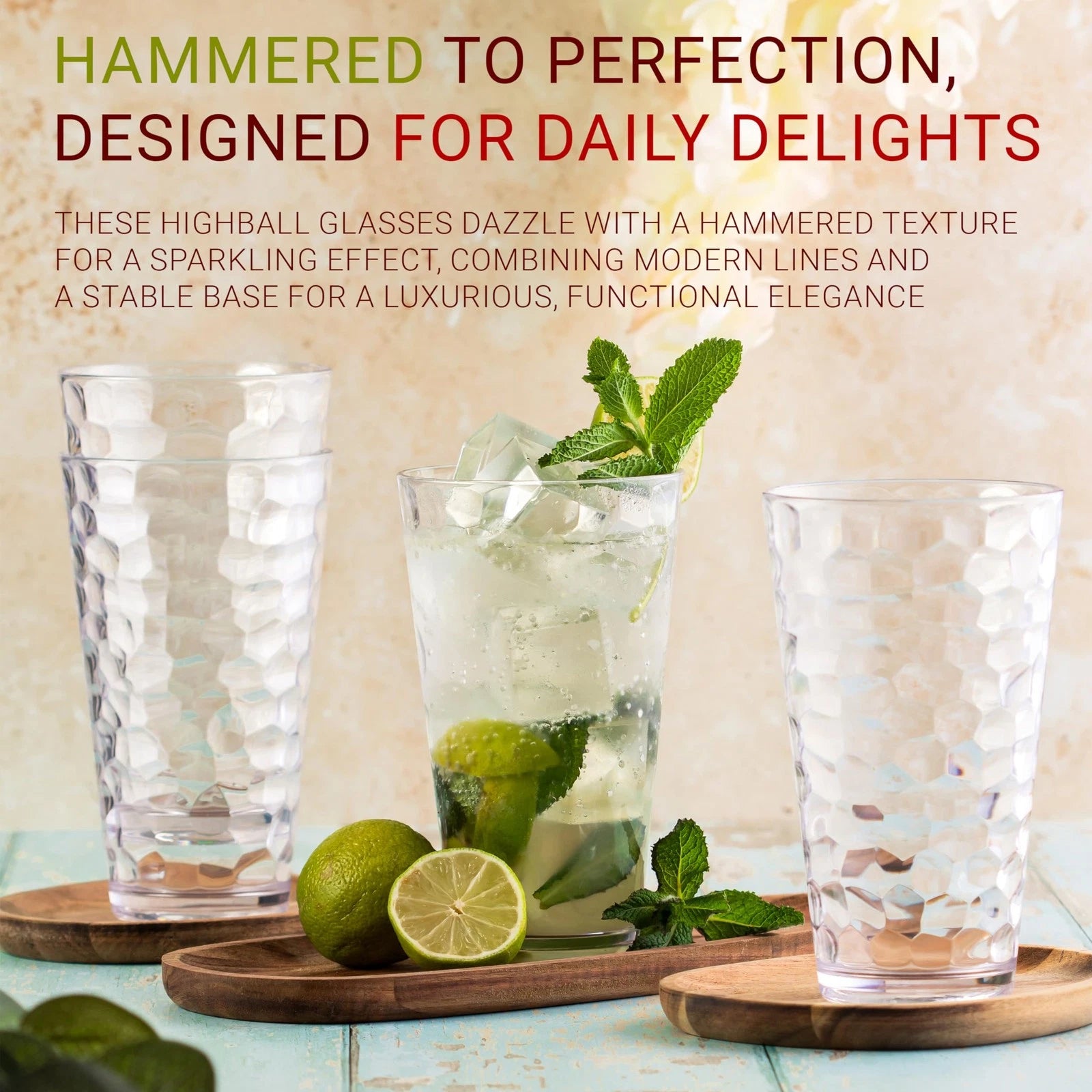 Hammered Plastic Drinking High Tumbler, Dishwasher-Safe Premium Quality Glass... | eBay