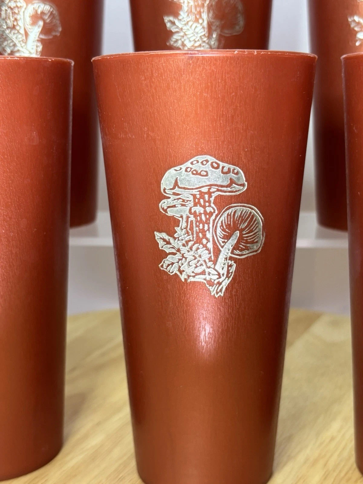 Nasco VNTG Mushroom Collectable Tumblers Set of 6 Rust Red Cups 1970s Retro | eBay
