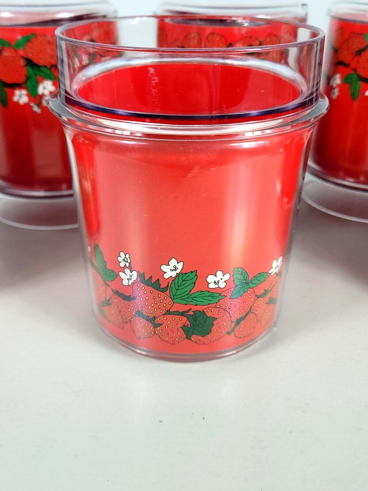 Vintage USA Lot of 6 - Thermo Serv 12 oz Red Strawberry Insulated Cups Tumblers | eBay