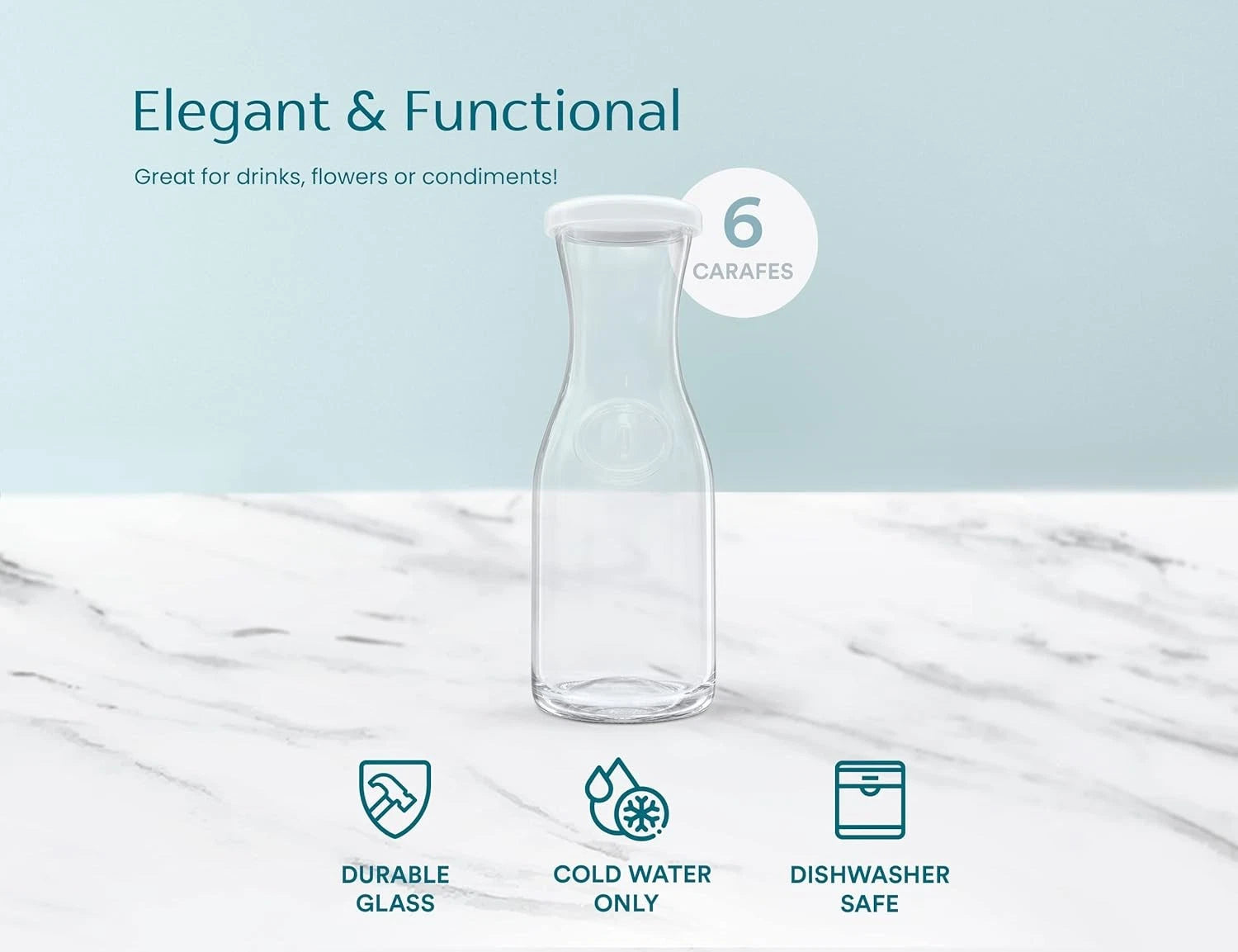 Carafe Pitchers, by Kook, Mini Carafes- set of 6, Beverage Dispensers | eBay