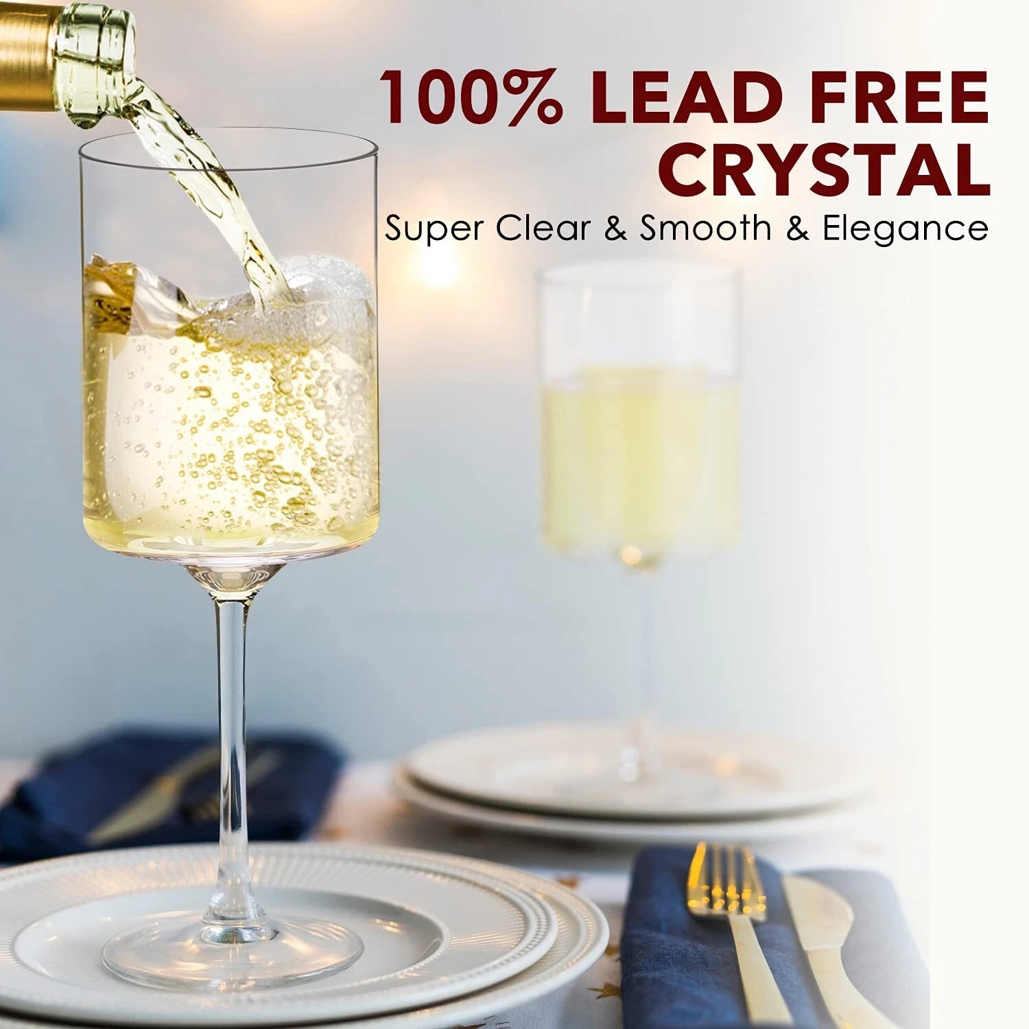 Square Wine Glasses Set of 6, Hand Blown Crystal Red Wine or White Wine Glass... | eBay