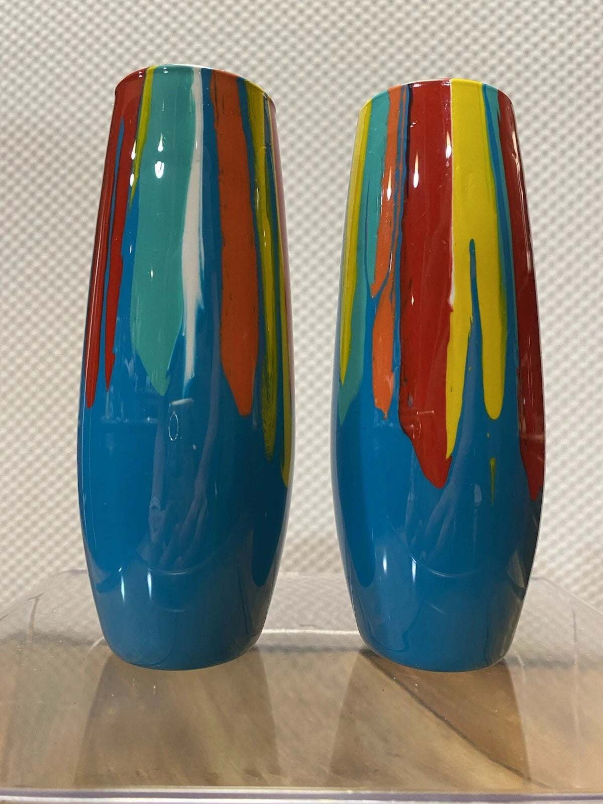 Handpainted Wine Glasses Stemless Resin Party Gift Narrow 6" Blue | eBay