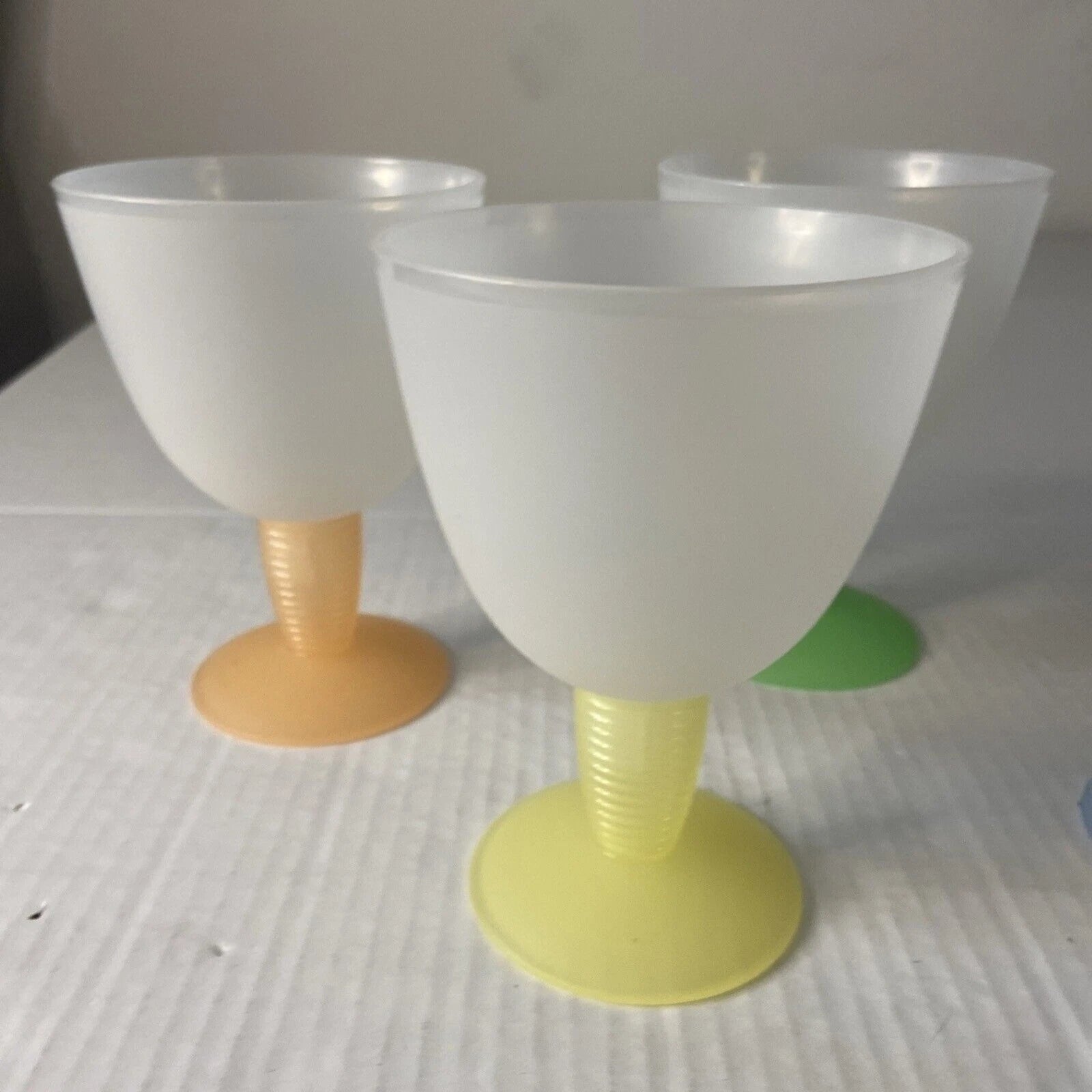 Tupperware 4 Pastel Impressions Large Wine Glasses Dessert Cups 4094B Vintage | eBay