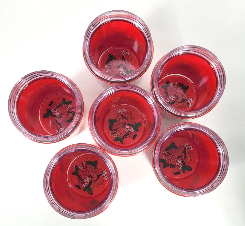 Vintage USA Lot of 6 - Thermo Serv 12 oz Red Strawberry Insulated Cups Tumblers | eBay