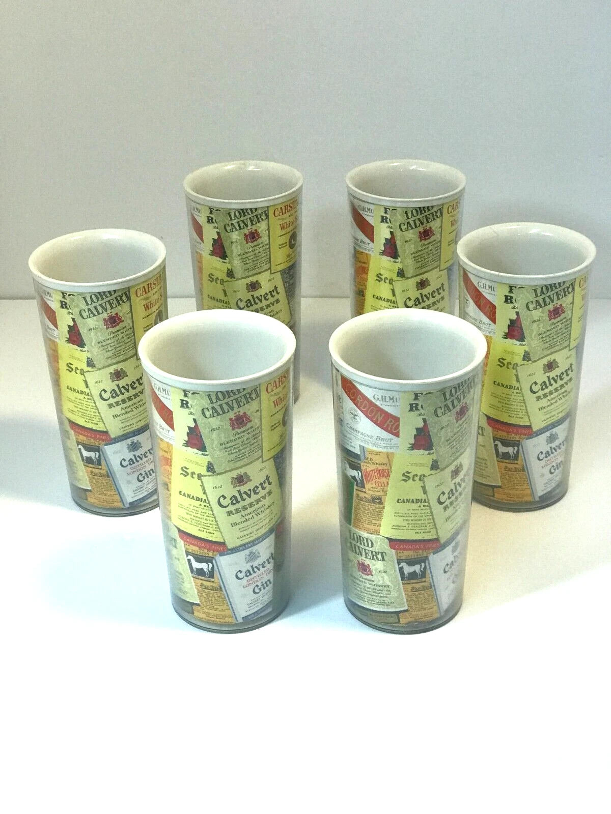 Plastic Drinking Tumblers Whiskey Vodka 70's VTG Novelty Bar Brand Labels Design | eBay