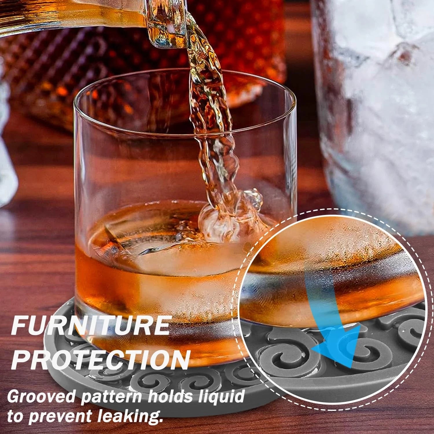 Coasters for Drinks,Resistant Reusable Silicone Coasters with Holder Set of 6... | eBay