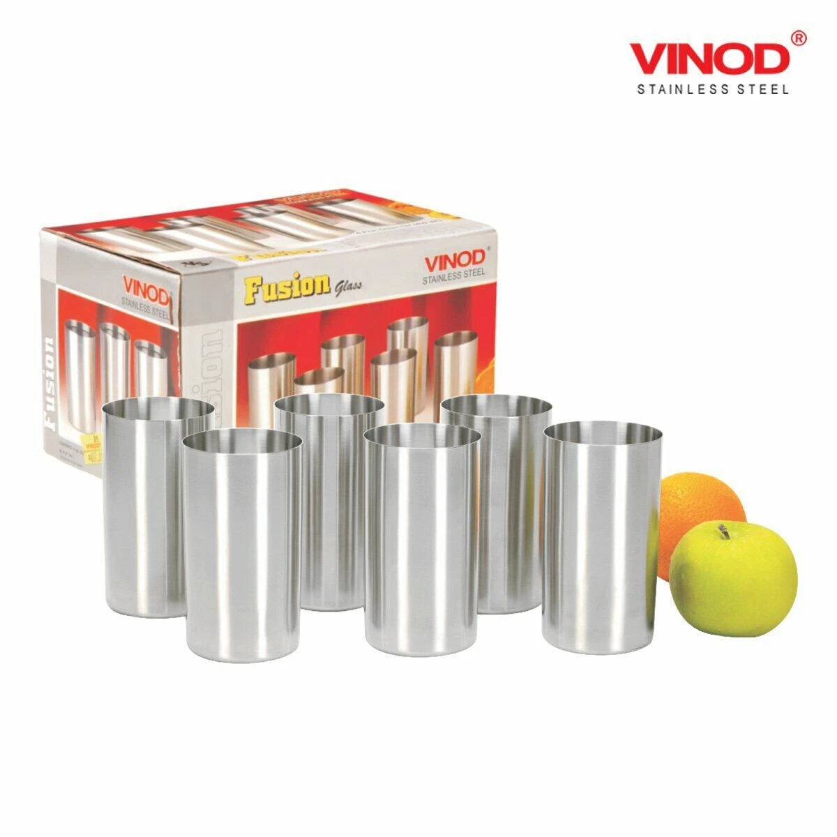 Vinod Stainless Steel Drink ware Tumbler 6 Glasses in one Box 400 ml Glassware | eBay