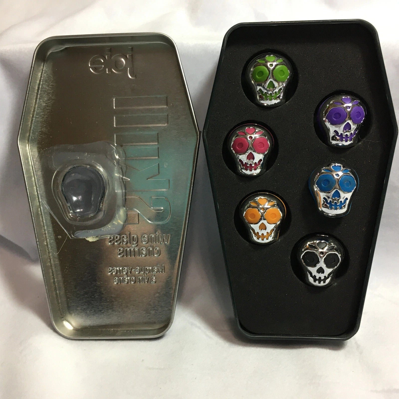 Halloween Party Joie Skull Wine Drinking Markers set of 6 Multicolored | eBay