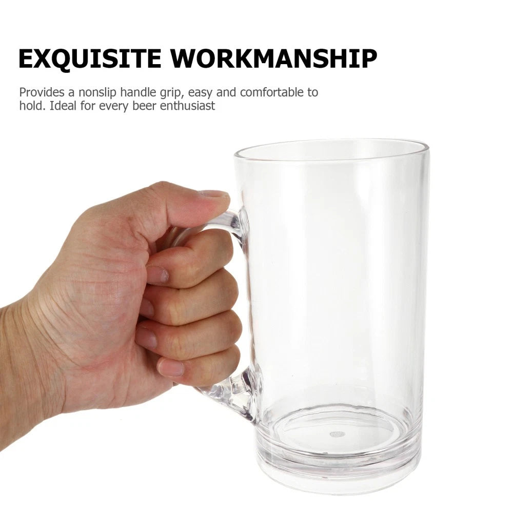 Set of 2 Transparent Beer Mug Water Glass Mugs Drinking Cup Clear | eBay