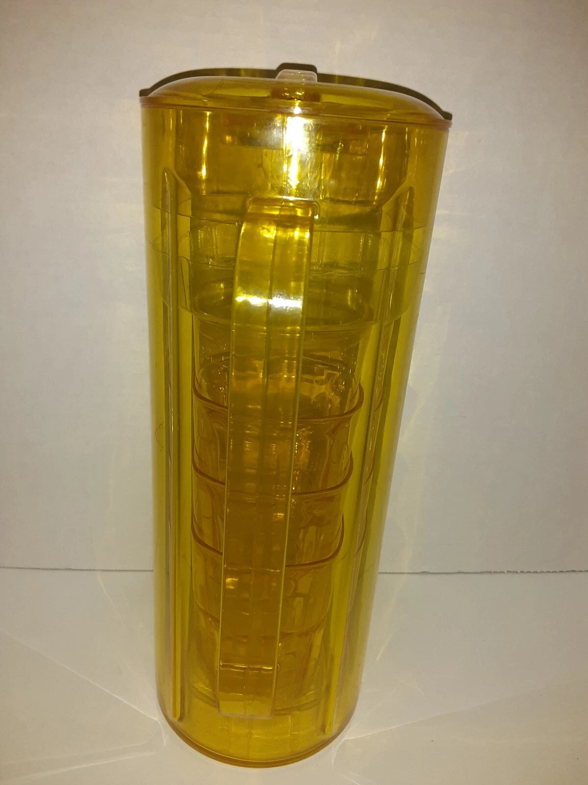 True Living 2 Qt Pitcher W/Lid & 4-8oz Cups Yellow Plastic Set NEW | eBay