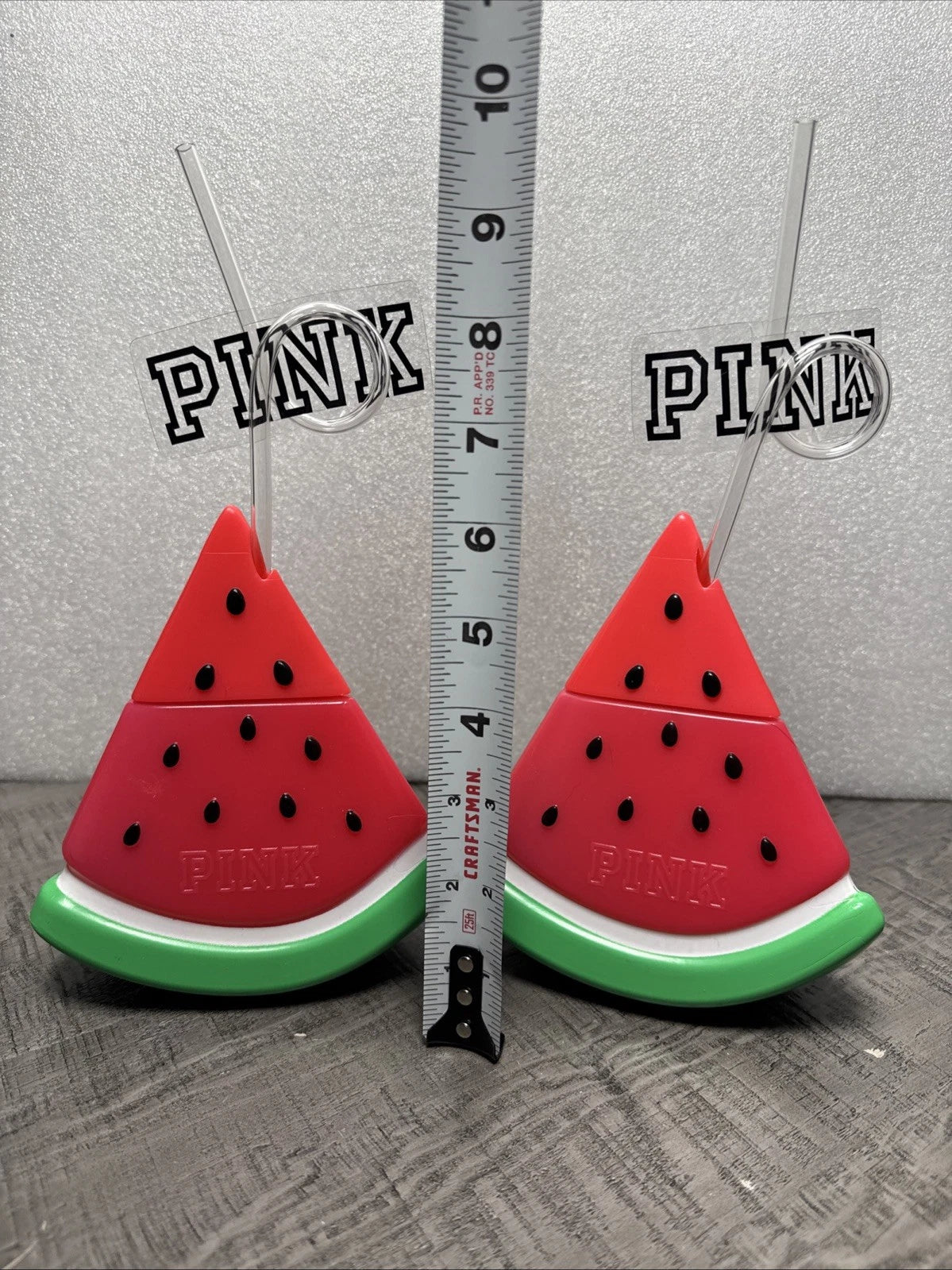 Victoria’s Secret PINK Watermelon Shaped Tumbler Cups with Straws Set of 2 RARE | eBay