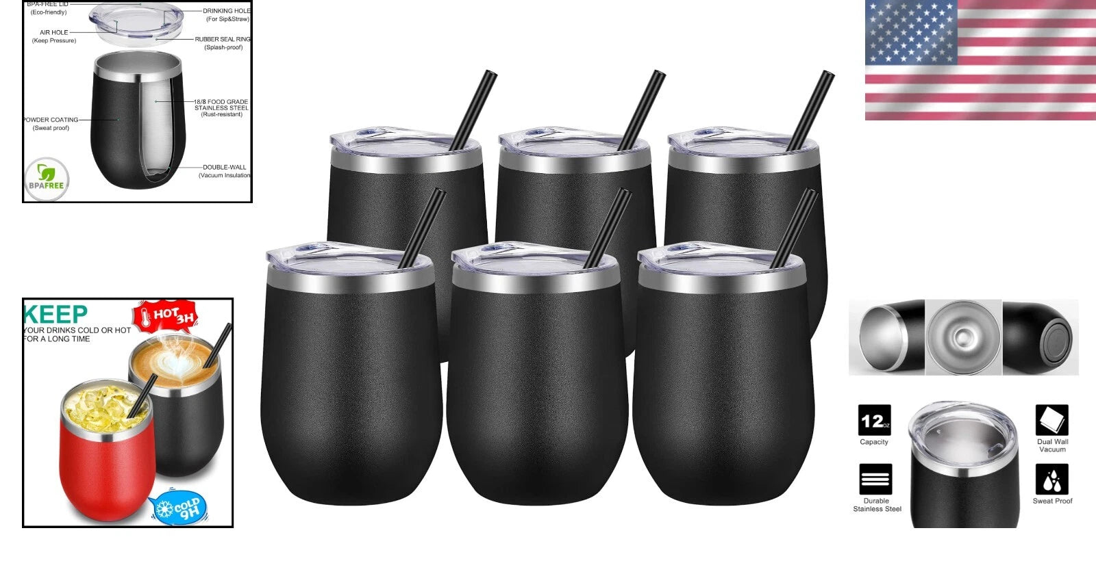 Versatile 6 Pack Stainless Steel Tumblers - Insulated for All Hot or Cold Drinks | eBay