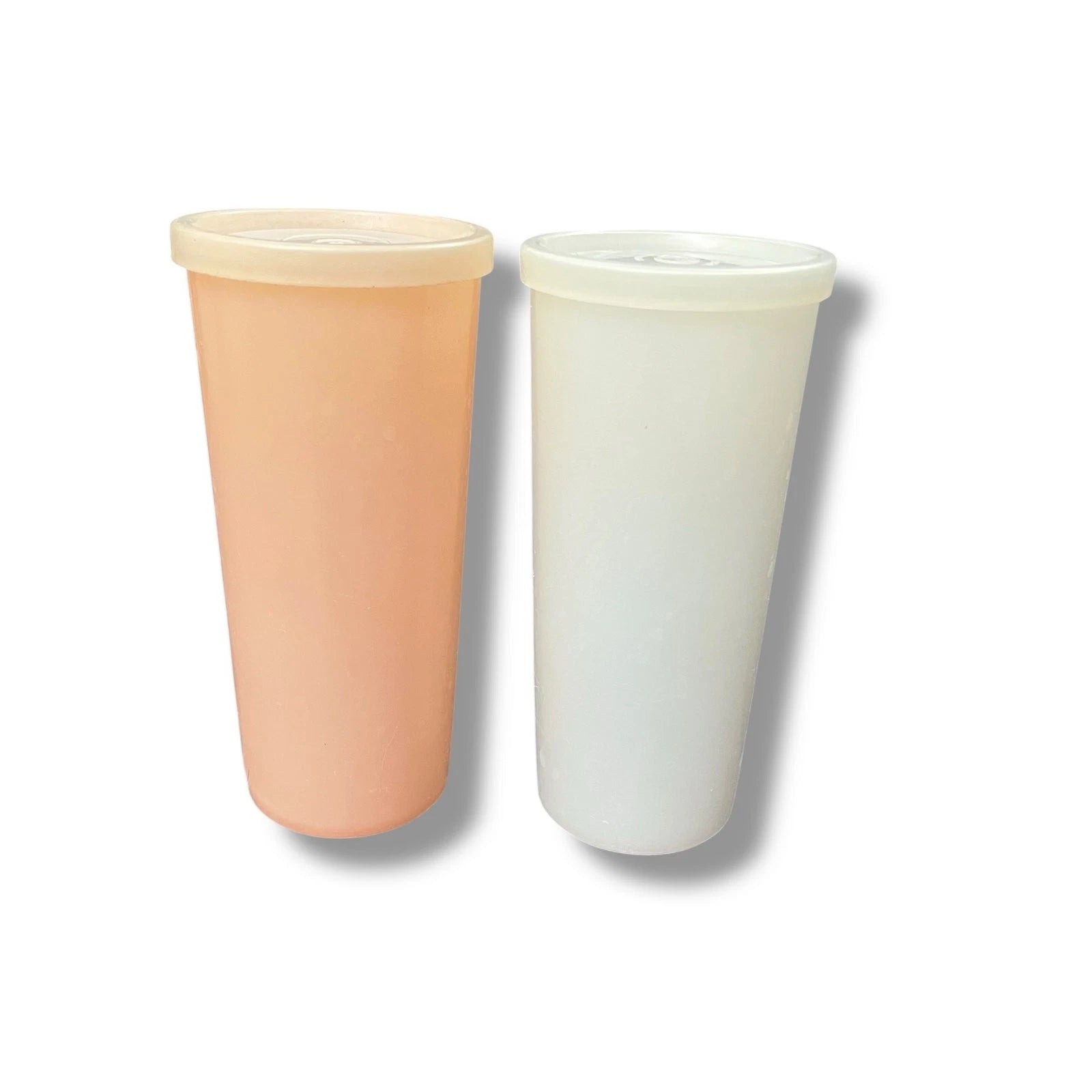 Vintage Tupperware Tumblers Peach White with Lid Seal 115 USA 12 oz VTG Lot of 2 | eBay