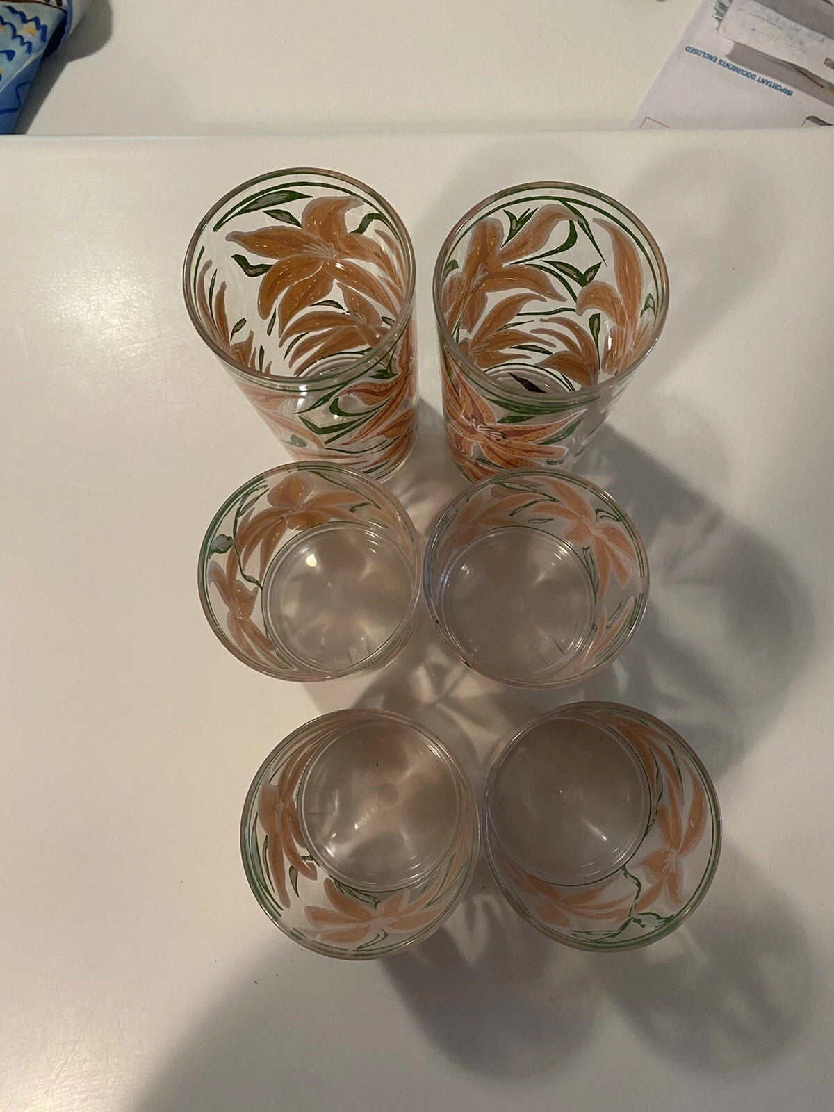 Vintage MRB Pink Tiger Lily Acrylic Tumbler Set of 6 Cups HJ Stotter NY USA | eBay