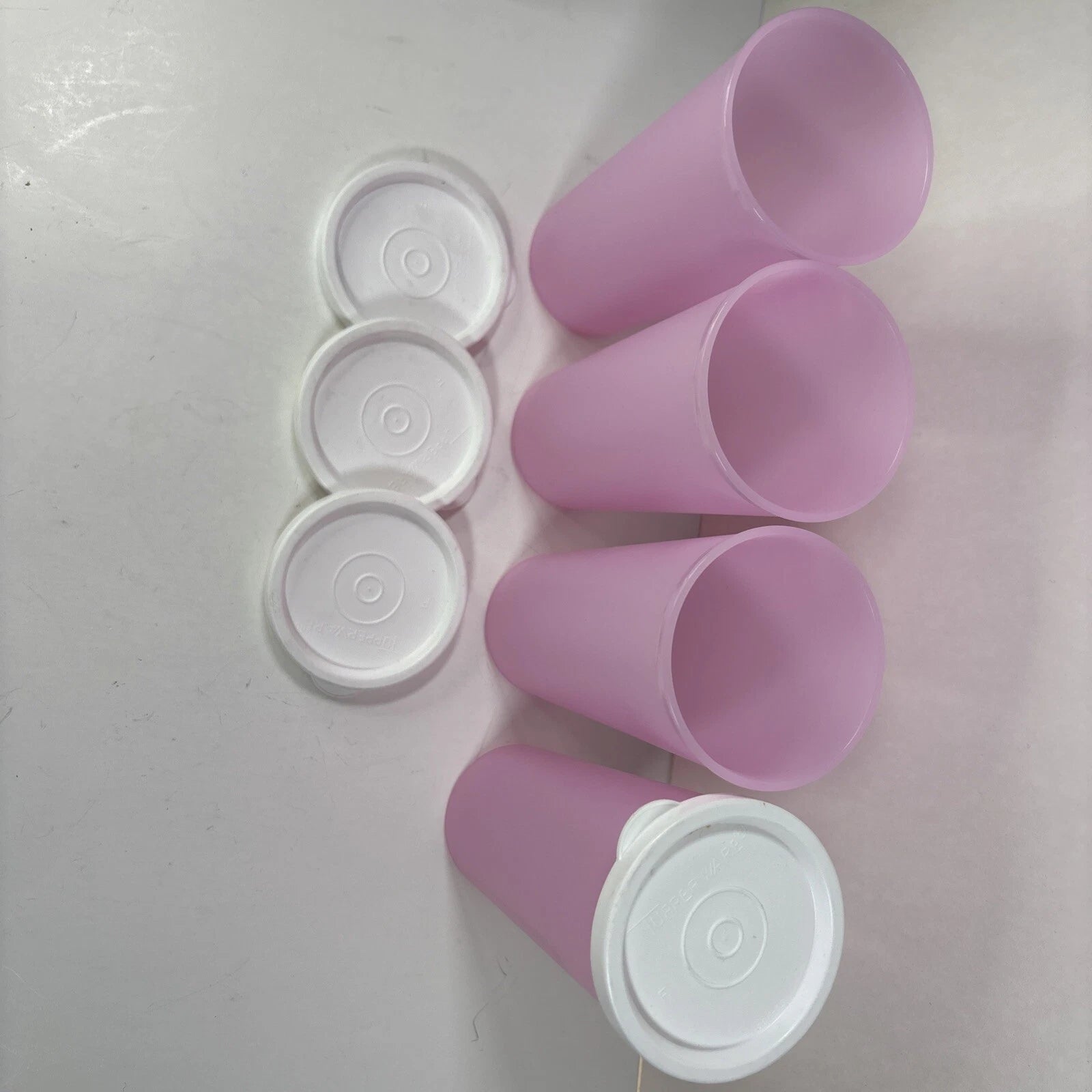 Tupperware Pastel Pink Tumblers Glasses Cups 12 oz Set of 4 with Lids | eBay