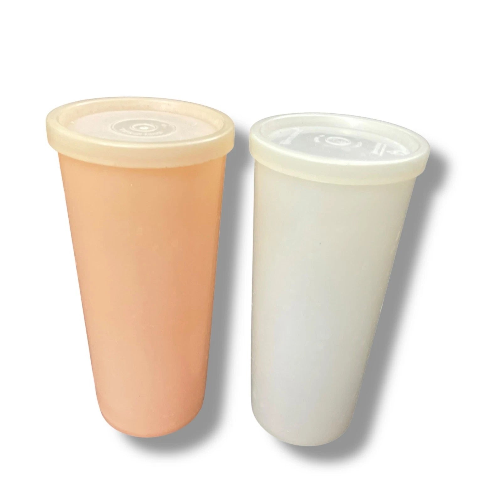 Vintage Tupperware Tumblers Peach White with Lid Seal 115 USA 12 oz VTG Lot of 2 | eBay