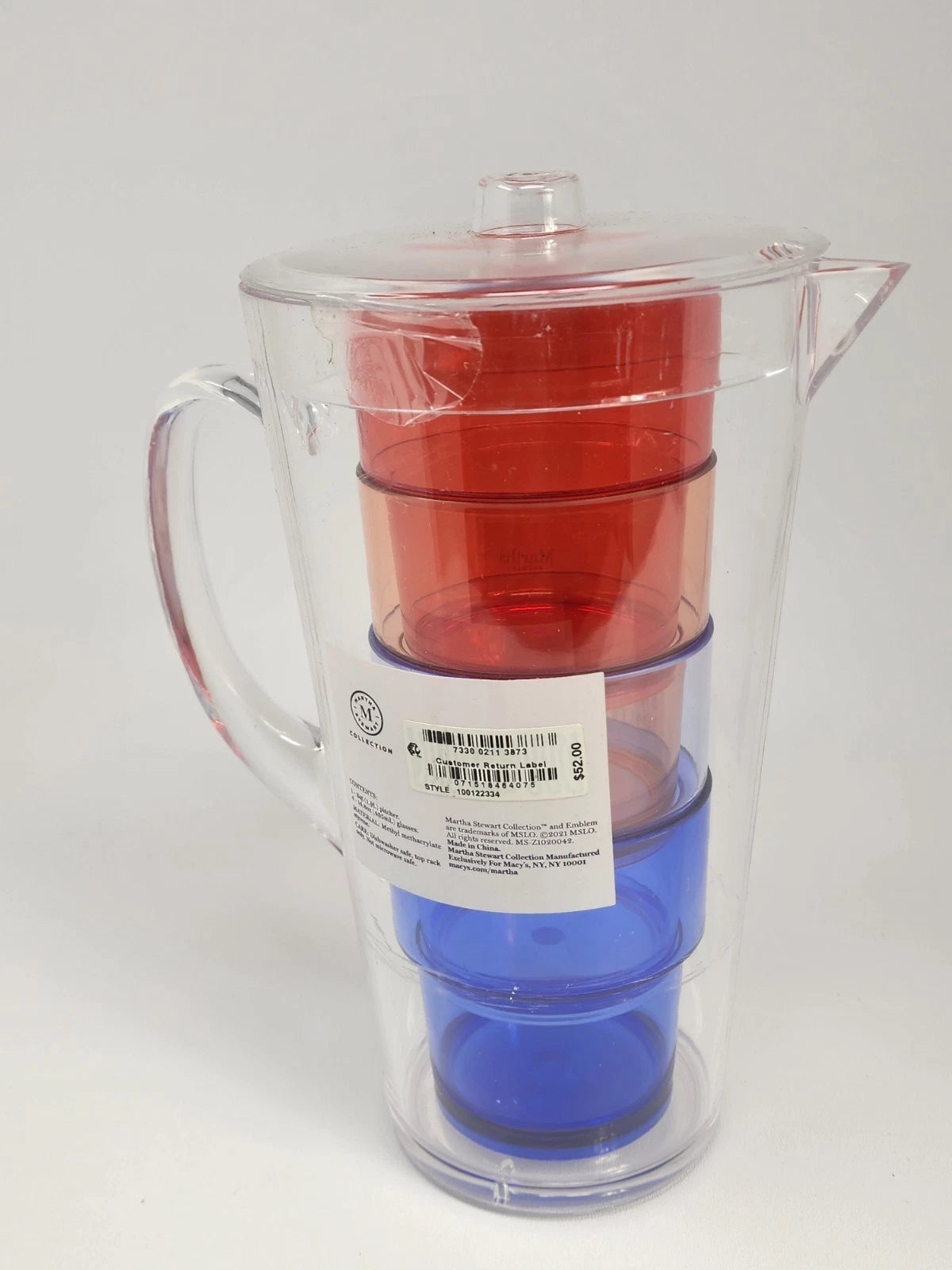 Martha Stewart Collection Acrylic Pitcher and 4 Glasses, 5-Pc. Set | eBay