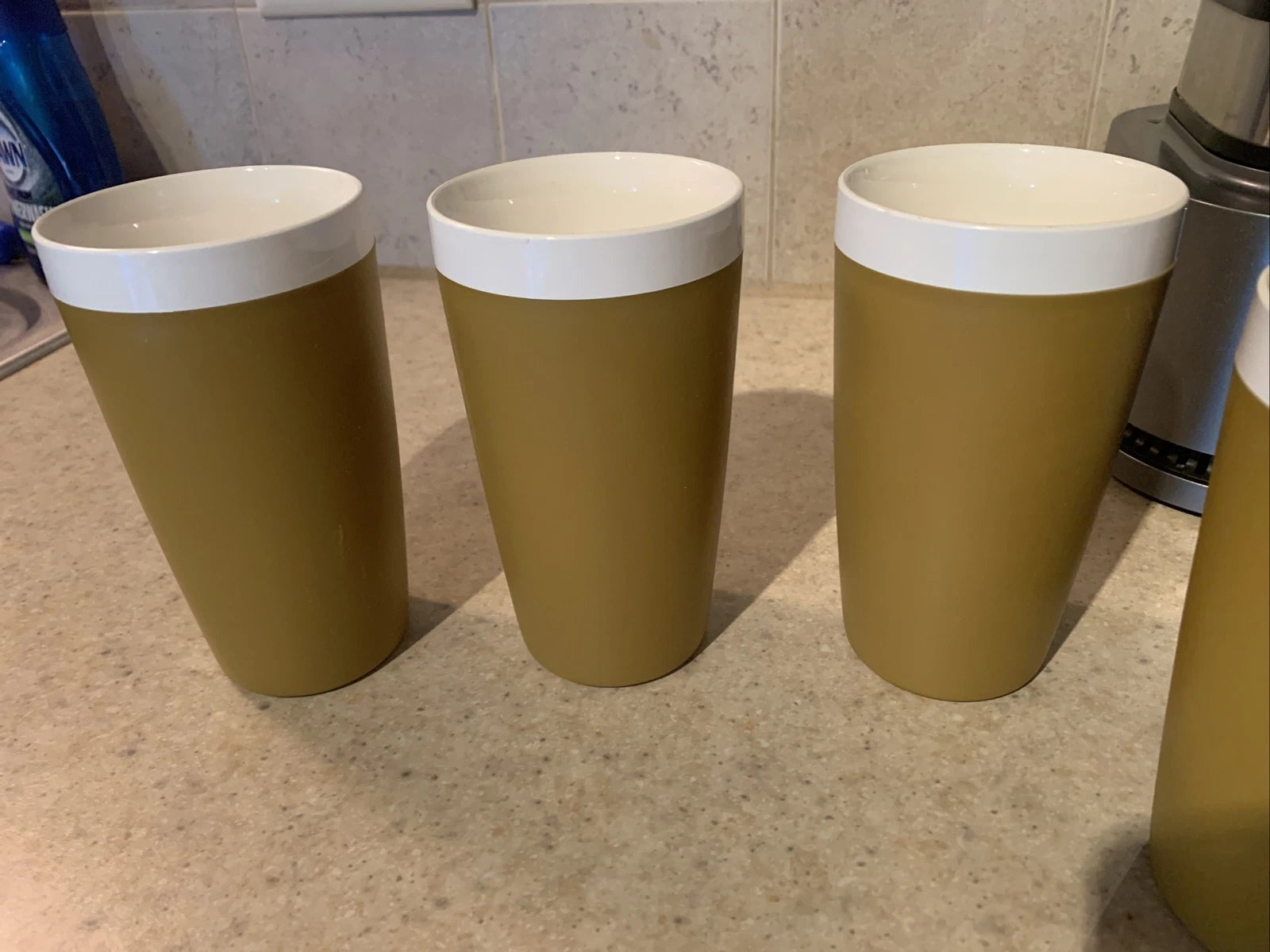 Set of (6) Vintage Olympian Thermo-Serv Plastic Beverage Tumblers Mustard Yellow | eBay