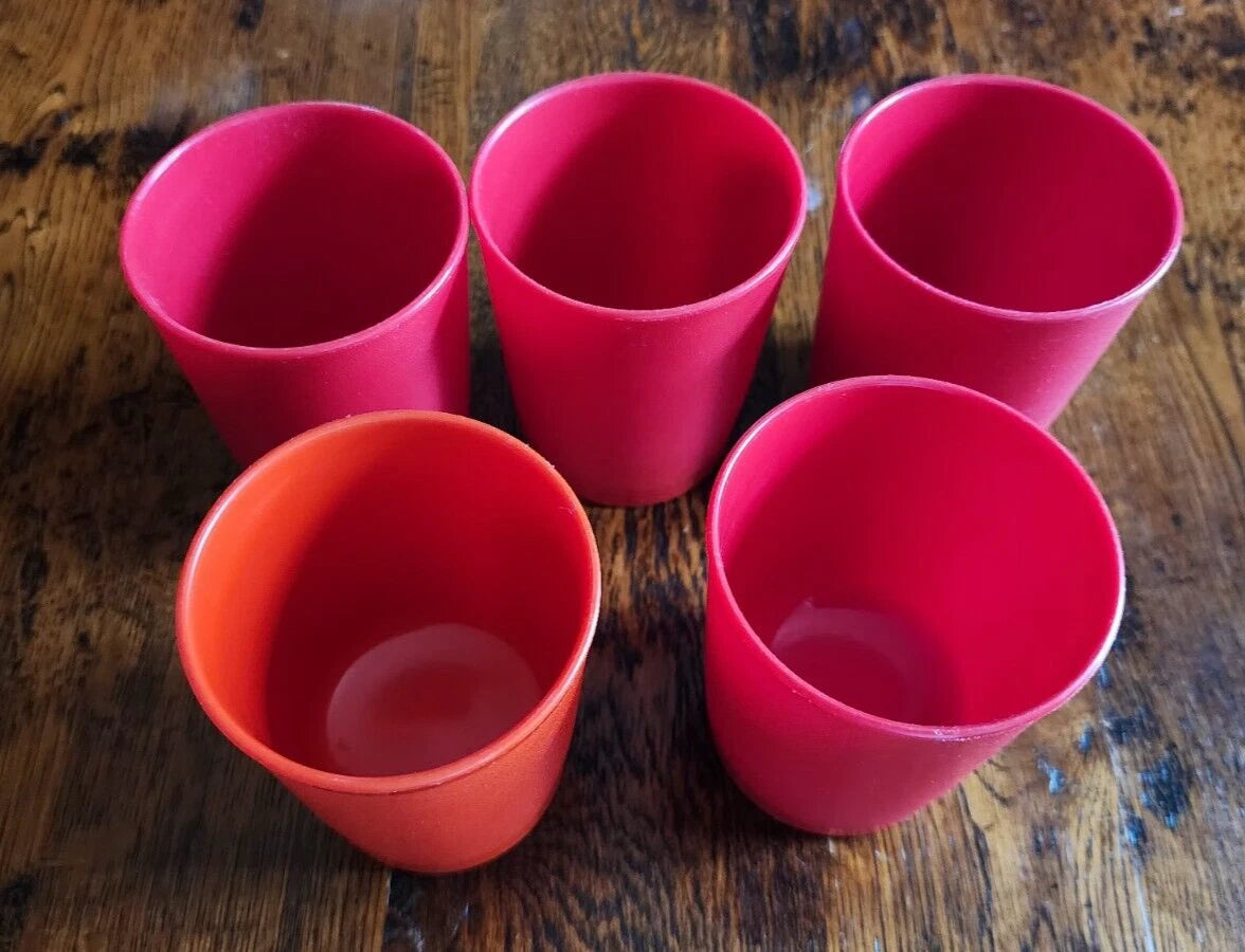 5 Vintage Tupperware 1251 Kids Juice Cup 6oz Tumbler Red Orange 3 1/4" | eBay