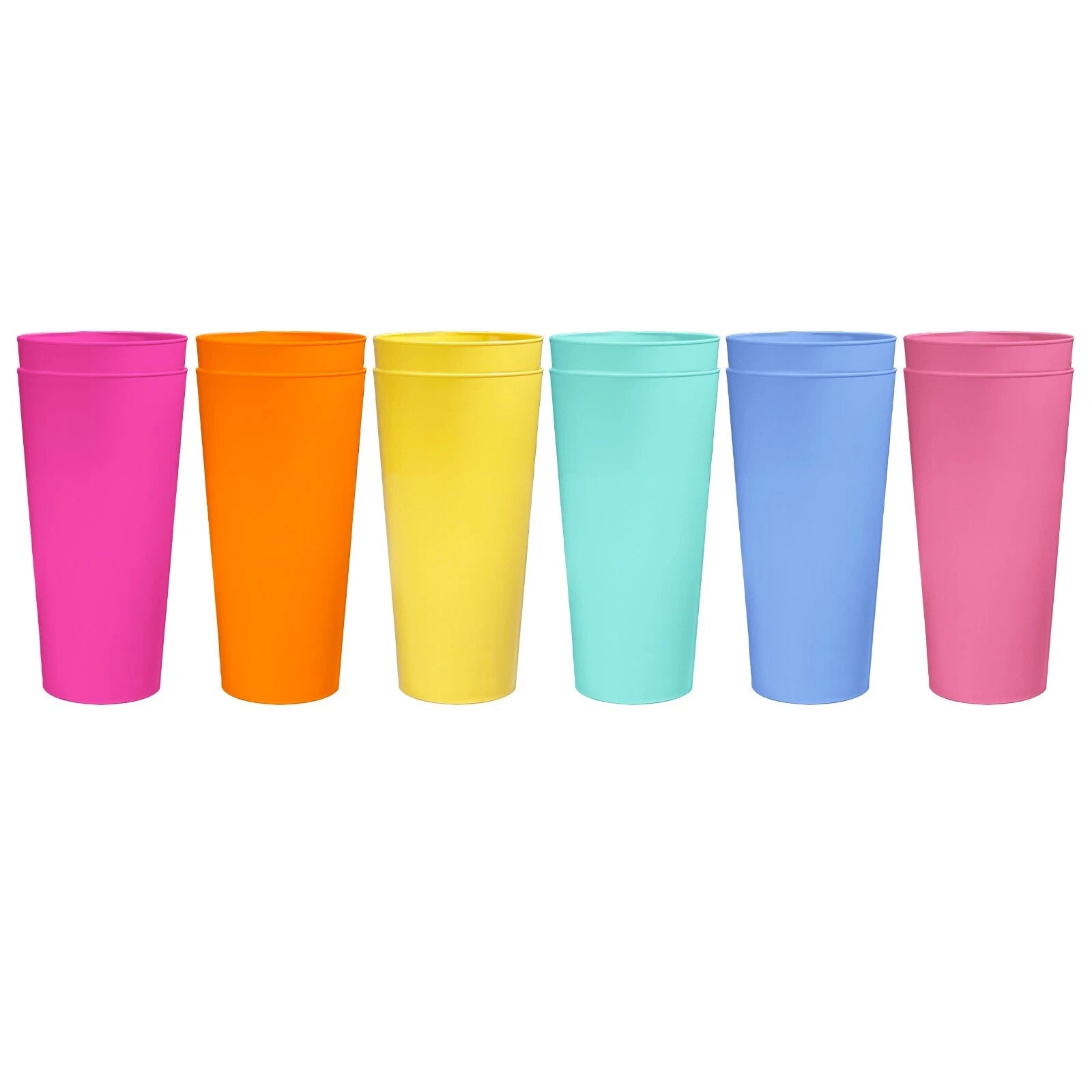 Pack of 6 Colour Pint Cups Reusable Plastic - 1 pint 568ml Dishwasher Safe | eBay