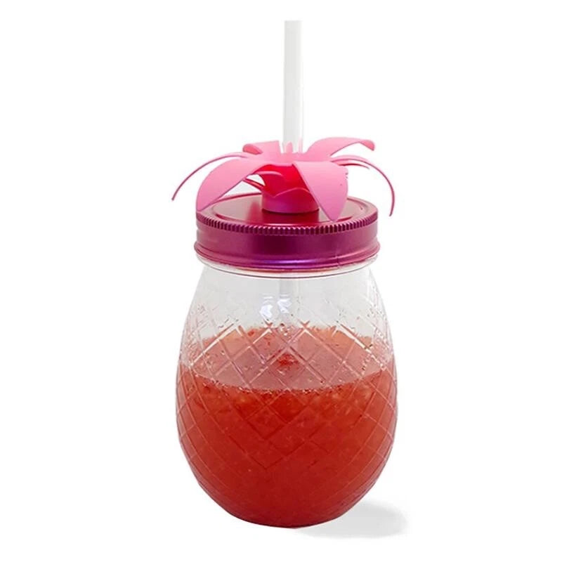 Set of 2 (1pc Green + 1pc Pink) Acrylic Pineapple mason jar tumblers with straw | eBay
