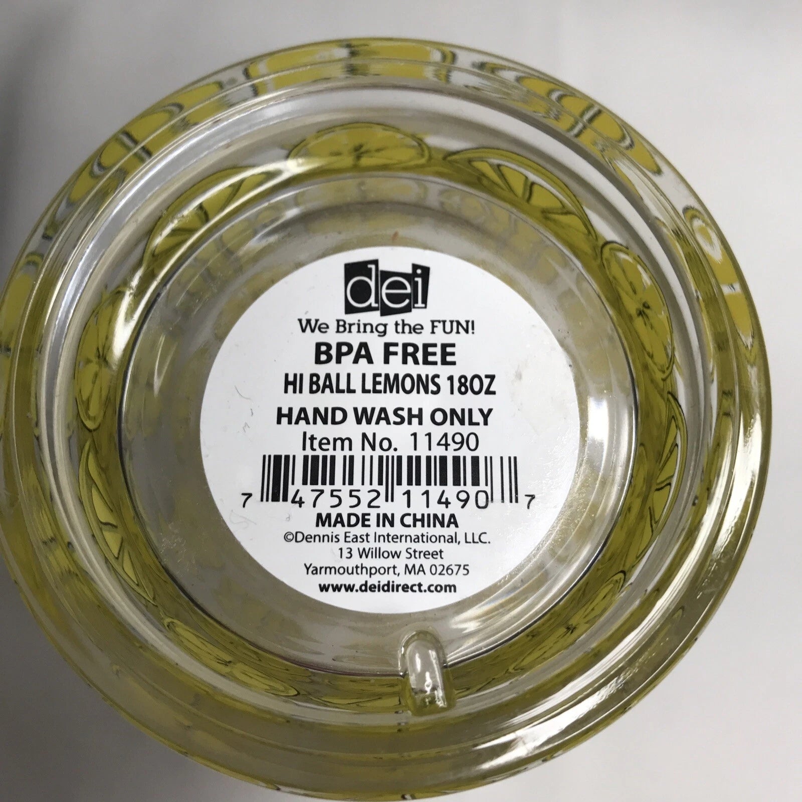 Lemon Glass Set Of 6 Shatter proof plastic BPA free DEI Zest Collection 18oz | eBay