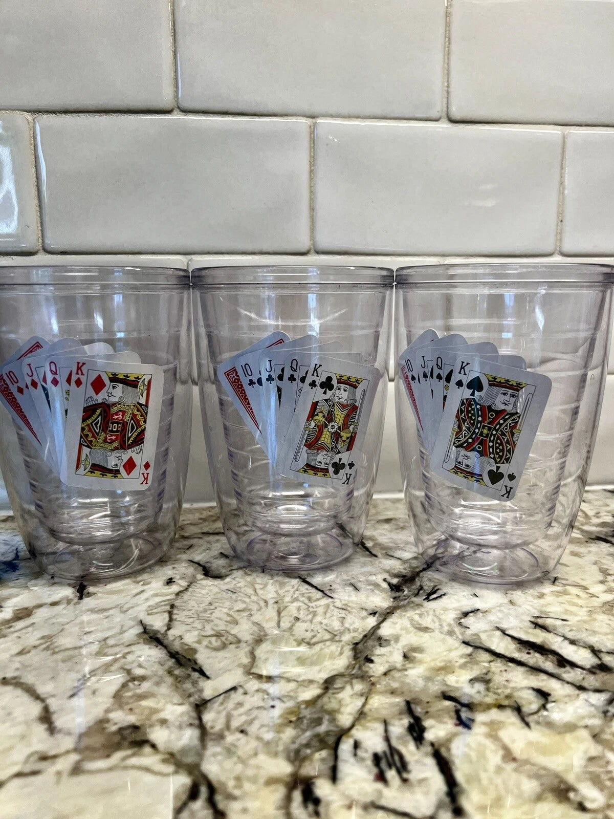 6 VTG NEW Insulated Clear Acrylic Bar Tumblers Interpur Poker Cards Hong Kong | eBay