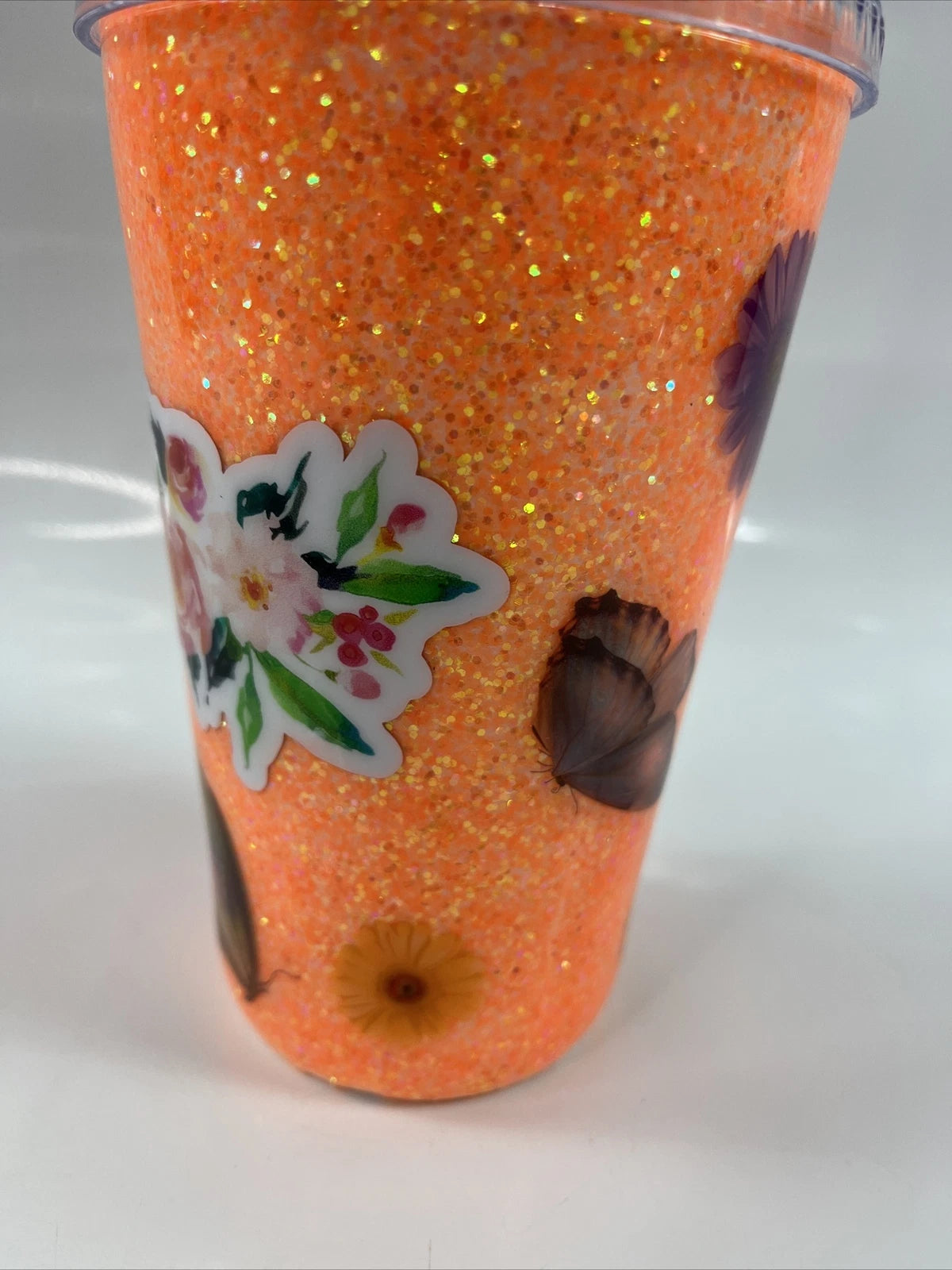 Handcrafted 16oz Acrylic Snow Globe Tumbler Neon Orange | eBay
