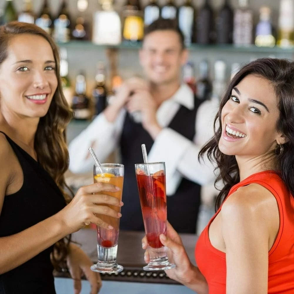 Set of 12 Reusable Glass Straws with Cleaning Brushes - Eco-Friendly Choice | eBay