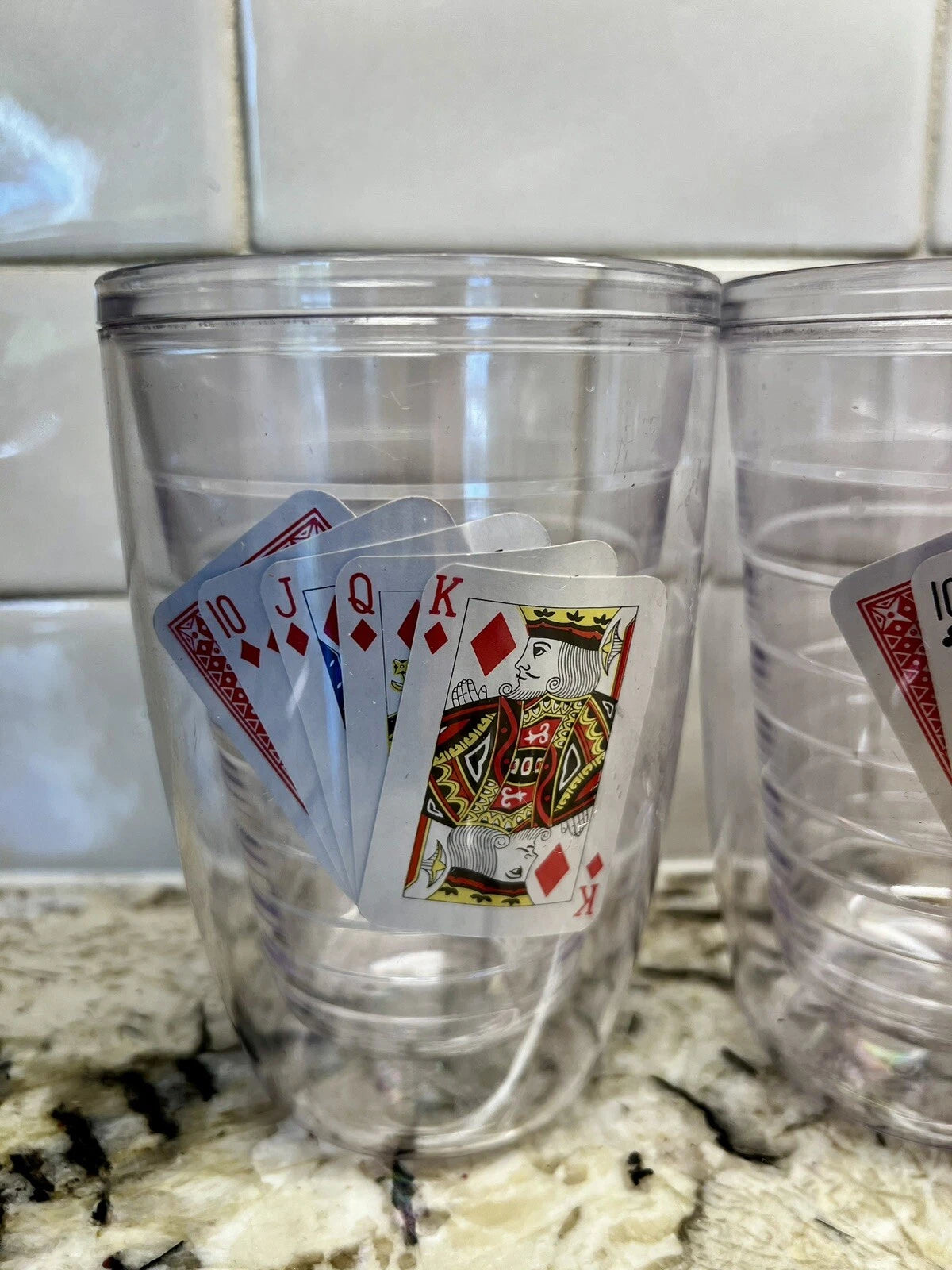 6 VTG NEW Insulated Clear Acrylic Bar Tumblers Interpur Poker Cards Hong Kong | eBay