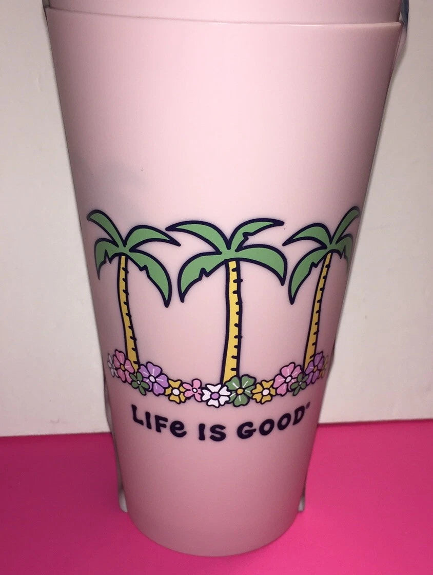 LIFE IS GOOD PINK TROPICAL 🌴 PALMS~FLOWER 🌸 DESIGN 6 PK PLASTIC CUPS 34Ozs NWT | eBay