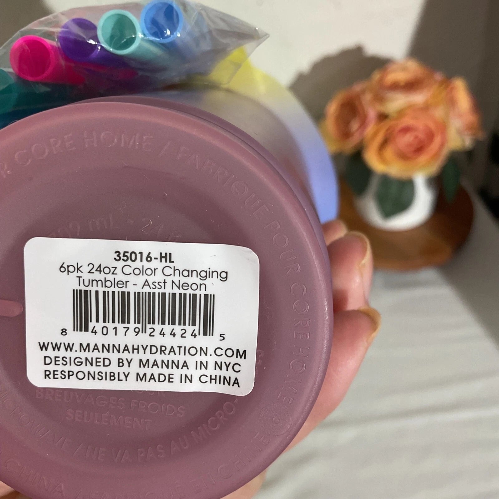 Manna 6-Pack 24oz Color-Changing Reusable Tumblers & Straws Set Eco-Friendly BPA | eBay