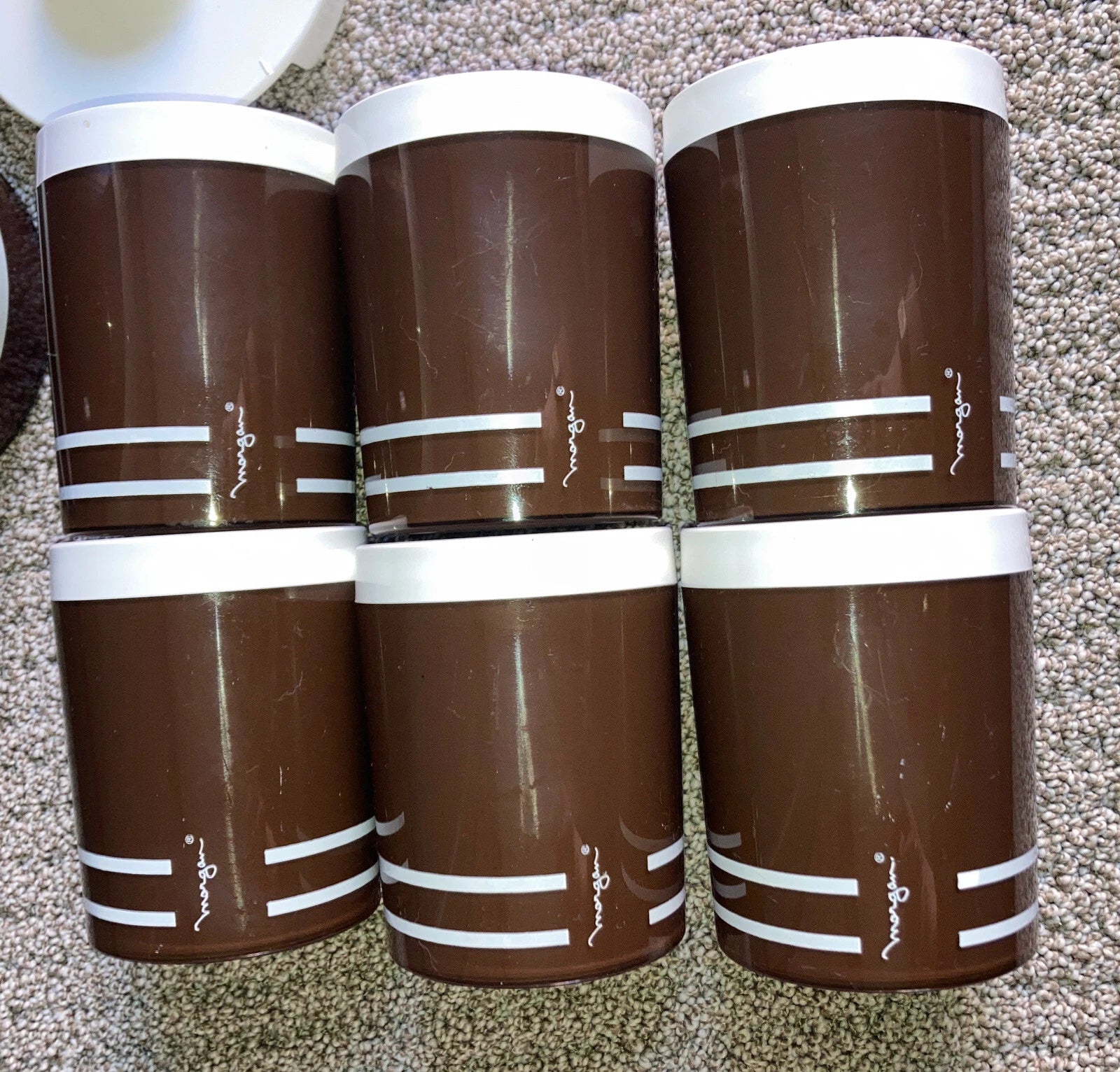VTG Morgan & Company USA Plastic Insulated Pitcher & (6) Tumblers Brown & White | eBay