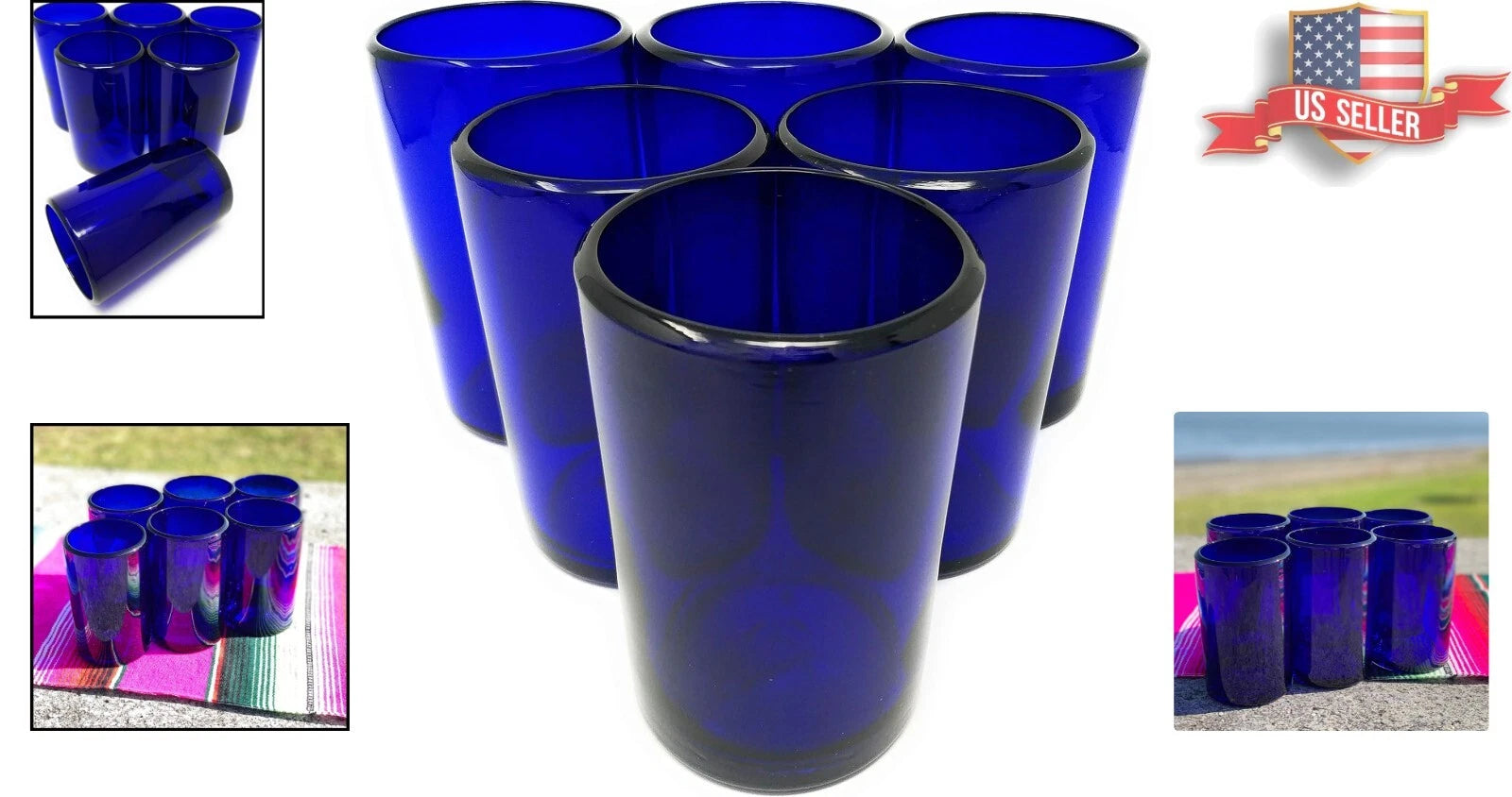 Stunning Cobalt Blue Glassware – 14 oz Handcrafted Set of 6 for Dining Occasions | eBay