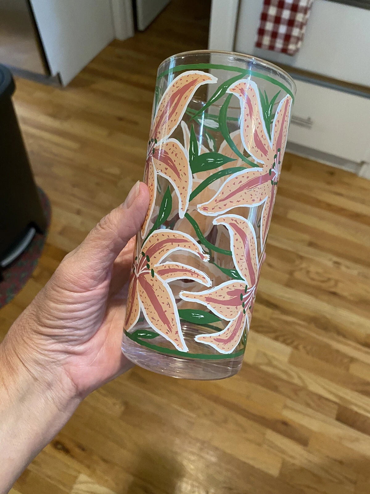 Vintage MRB Pink Tiger Lily Acrylic Tumbler Set of 6 Cups HJ Stotter NY USA | eBay