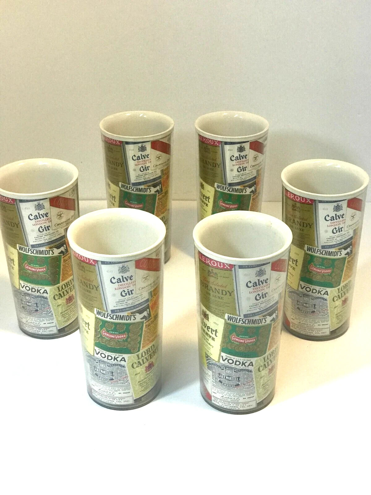 Plastic Drinking Tumblers Whiskey Vodka 70's VTG Novelty Bar Brand Labels Design | eBay