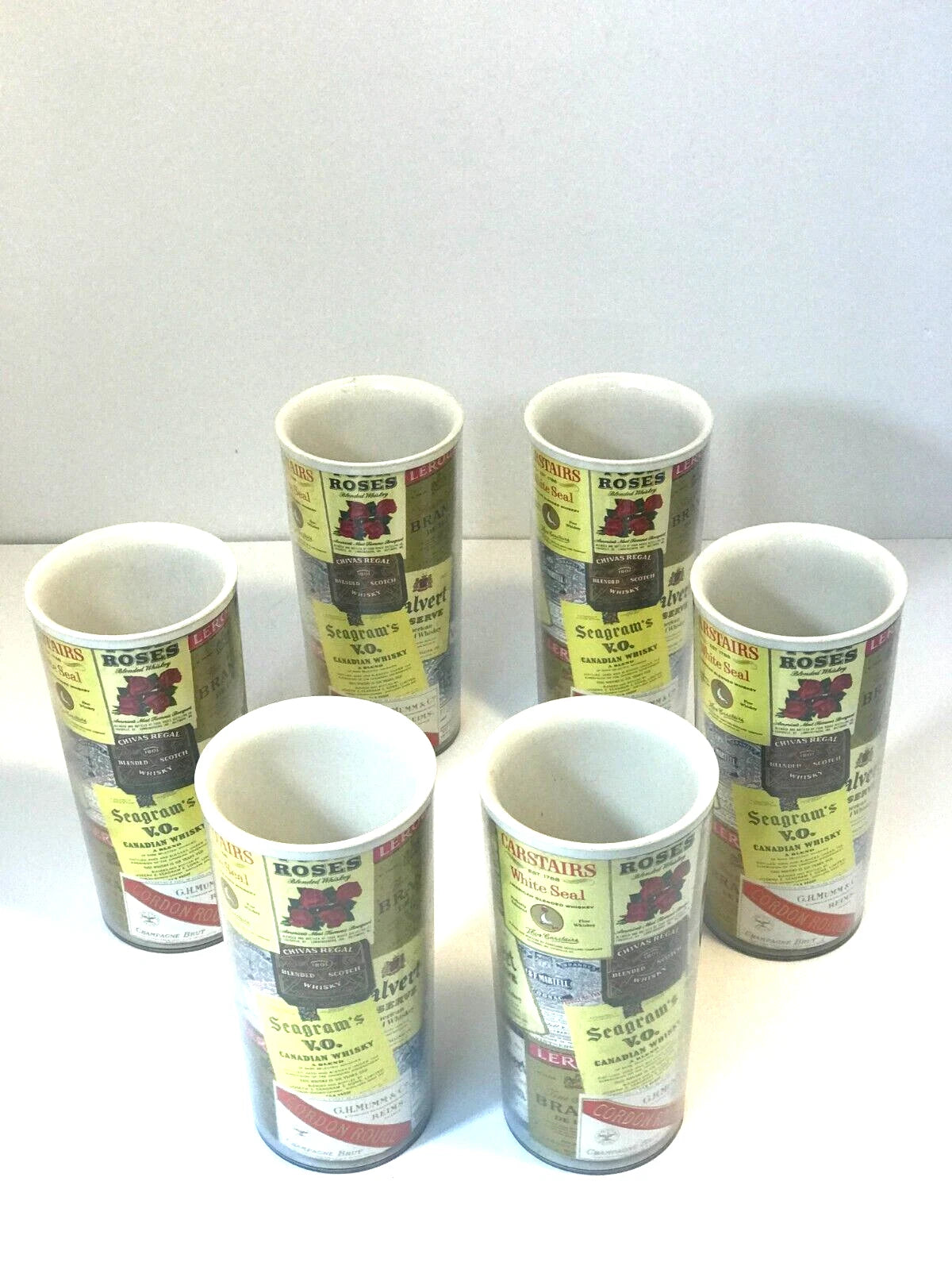 Plastic Drinking Tumblers Whiskey Vodka 70's VTG Novelty Bar Brand Labels Design | eBay