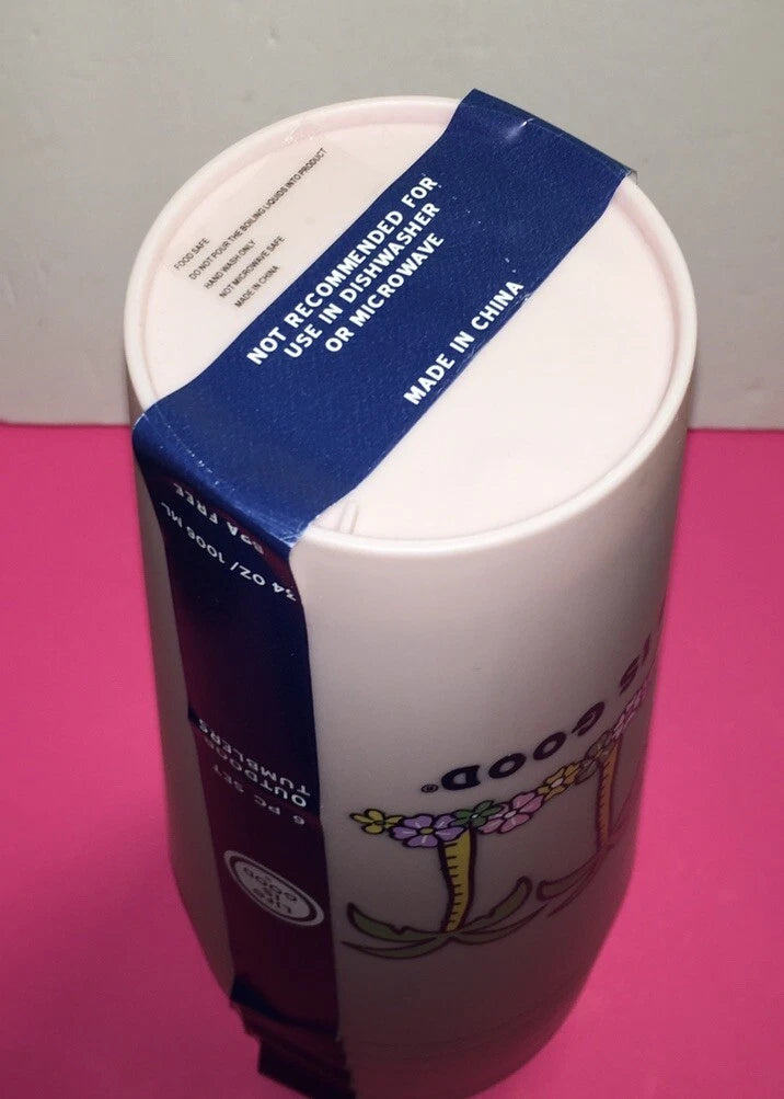 LIFE IS GOOD PINK TROPICAL π΄ PALMS~FLOWER πΈ DESIGN 6 PK PLASTIC CUPS 34Ozs NWT | eBay