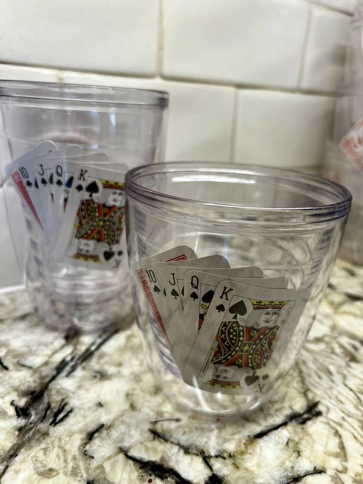 6 VTG NEW Insulated Clear Acrylic Bar Tumblers Interpur Poker Cards Hong Kong | eBay